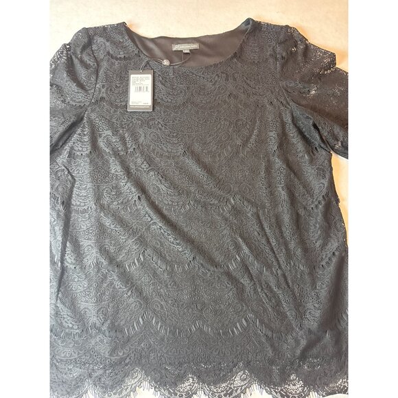 Adrianna Papell Womens Black Lace Top Size L - Picture 2 of 11